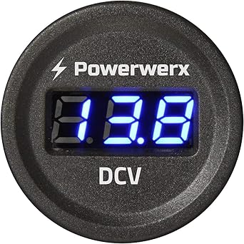 Powerwerx PanelDVM-Blue Panel Mount Digital Blue Volt Meter for 12/24V Systems