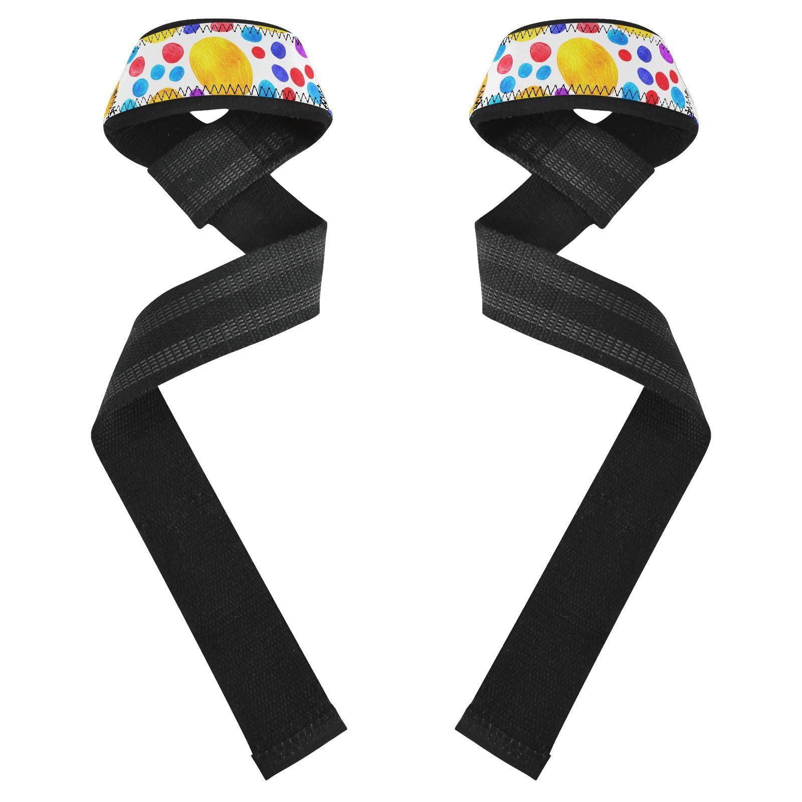 STAYTOP Color Circular Wave Point Wrist Straps for Weightlifting,Lifting Straps with Neoprene Cushioned Wrist Padded and Anti-Skid Silicone for Strength Training,Bodybuilding,Deadlifting