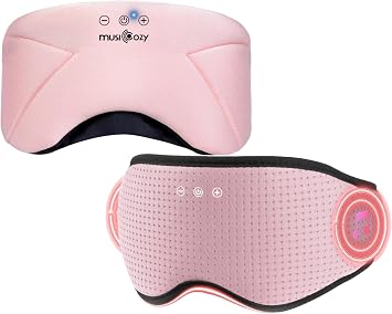 MUSICOZY Bluetooth 5.4 Sleep Headphones Bundle, Washable Zipper Sleep Mask with HD Stereo Speakers + 3D Eye Cup Sleep Mask with Auto-Off Timer for Side Sleepers, Travel, Relaxation