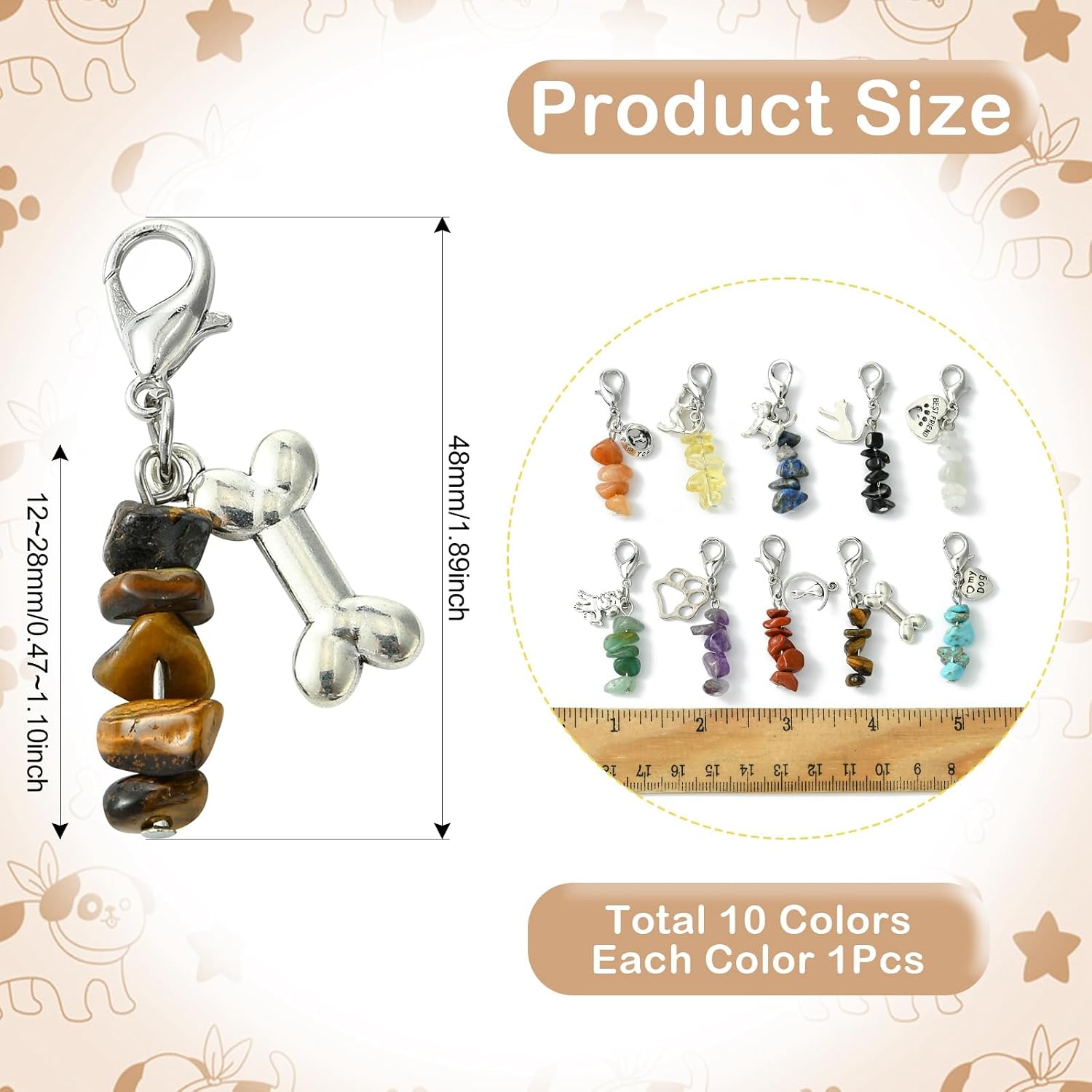 Mixed Animal Heart Nature Angel Theme Alloy Clip on Charms with Lobster Clasps for DIY Jewelry Craft Purse Bag Decor Accessories image 2