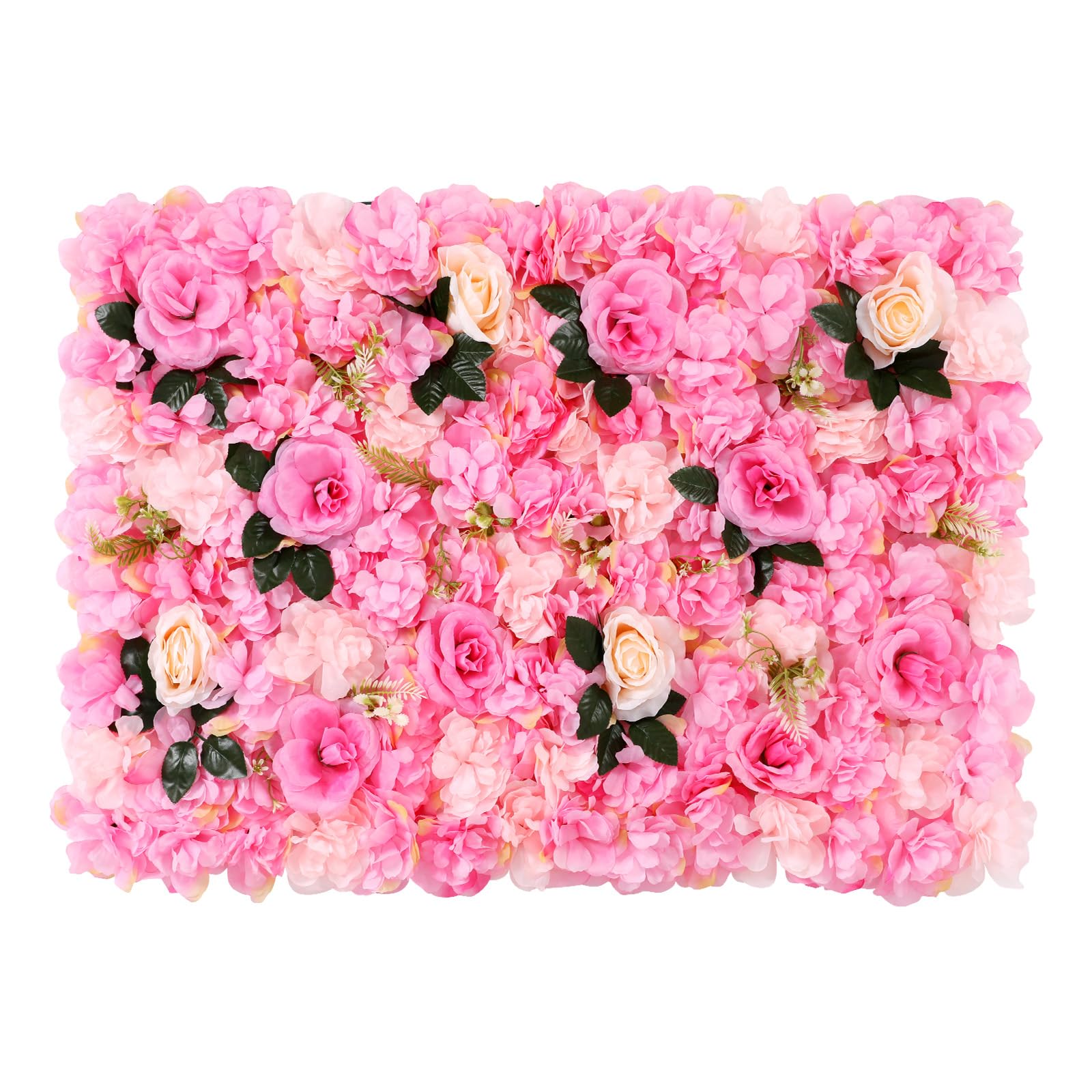 Ściana z Sztucznymi Kwiatami - Sztukateria z 12 Sztuk Sztucznych Róż - 12 Sztuk Dekoracyjnych Róż na Ścianę 40cm x 60cm - Sztukateria z Jedwabnych Sztucznych Róż