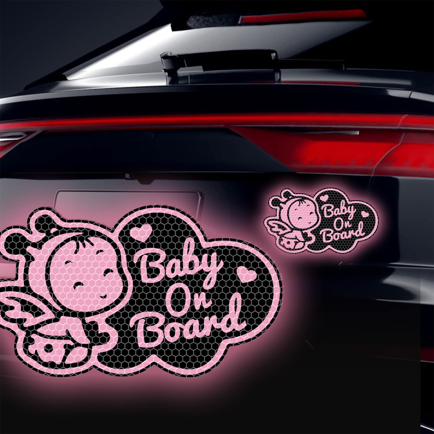 Reflective Car Sticker 5.12 X 6.3 Inch White Baby Car Sticker Logo ...