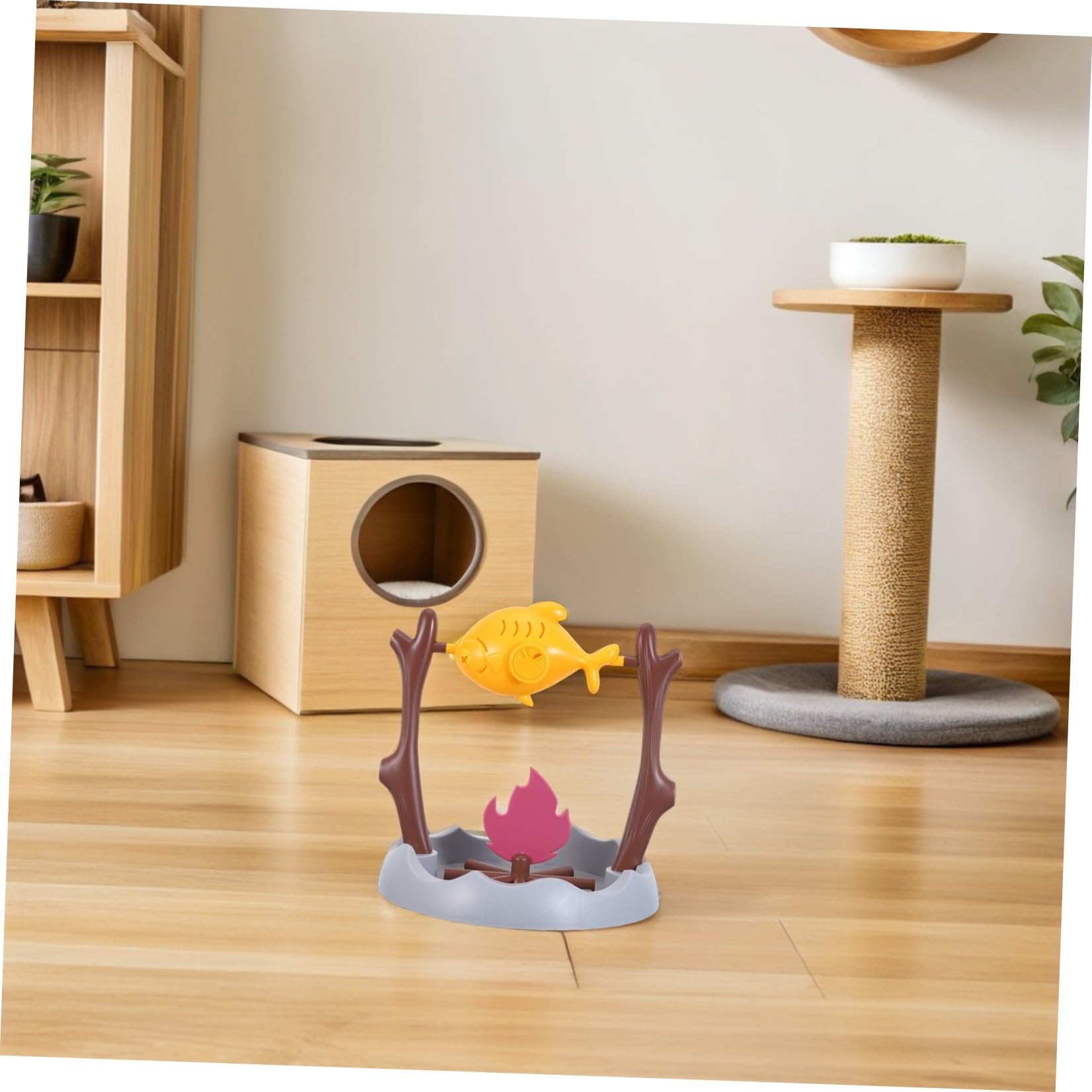 Alasum Interaktiver Katzenpuzzlespielzeug Leckerli Spender aus Abs mit Drehbarer Fleischform für Indoor Kontrollierte Portionierung und Visuelle Beschäftigung
