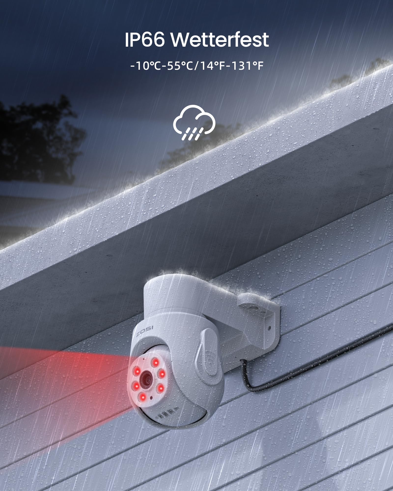 ZOSI 2MP Kabelgebunden Überwachungskamera Set mit Audio, 8CH 500GB DVR und 4X PTZ TVI Aussenkameras, Personen- und Fahrzeugerkennung, Audioaufnahme, IR Nachtsicht