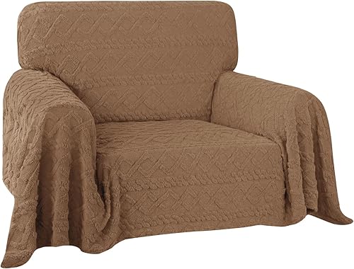 Miniatura 7 de Easy-Going Funda de sofá biplaza de 80 x 118 pulgadas, funda de terciopelo jacquard para sofá de 2 cojines, fundas seccionales en forma de L para