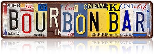 Vintage Bourbon Bar Wall Decor Street Signs Bar Metal Tin Signs 16 x 4 pulgadas