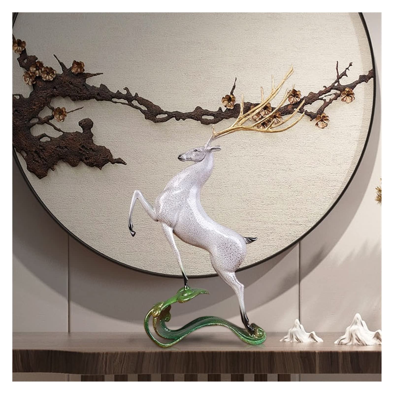 Dekoracje na biurko Miedziany jeleń Entryway Ornament chiński Ruyi Fu jeleń miedziane rzemiosło salon dekoracje na biurko biurowe Akcesoria do biurka domowego