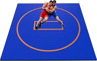10ft x 10ft Wrestling Mat for Home, 1.25" High-Density EVA Foam Roll-Up Grappling Mat – Professional BJJ, MMA, Judo Training Surface – Portable Roll-Out Gymnastics Mat for Home Gym & Dojo