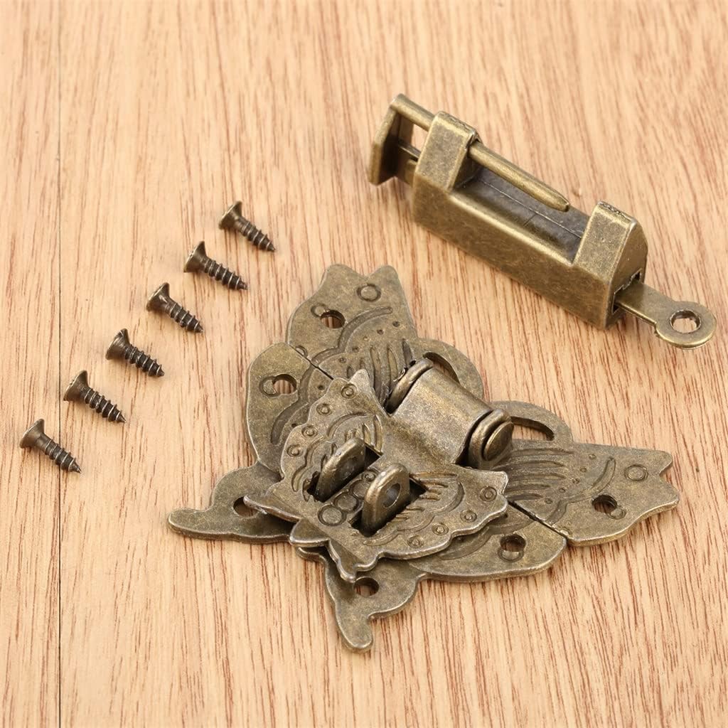 Vintage Chinese Furniture Pull Lock Latch Cabinet Hardware Brass Knockers