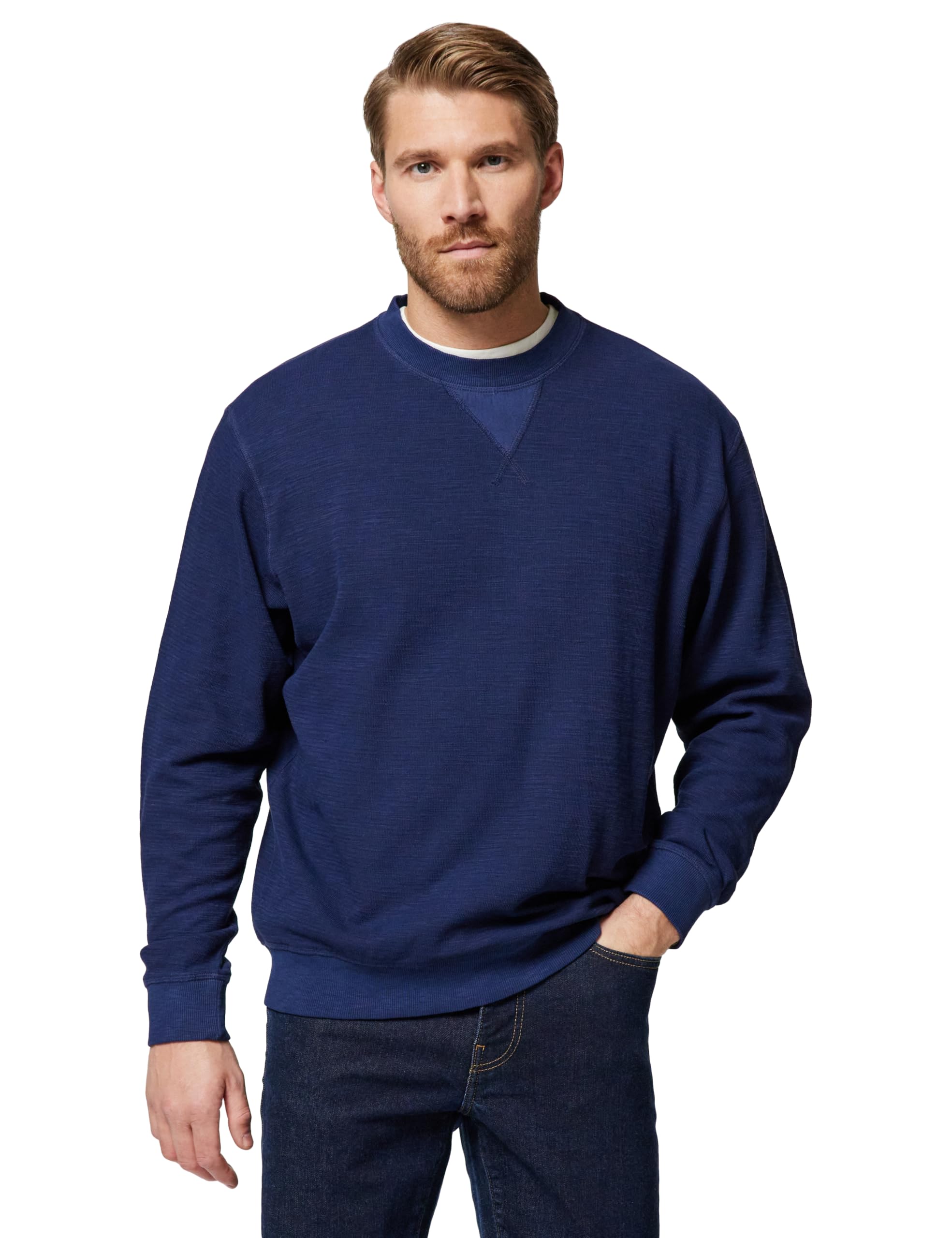 Scotch & Soda Men's Peacoat Gart Dye Structured Crewneck Sweatshirt, S