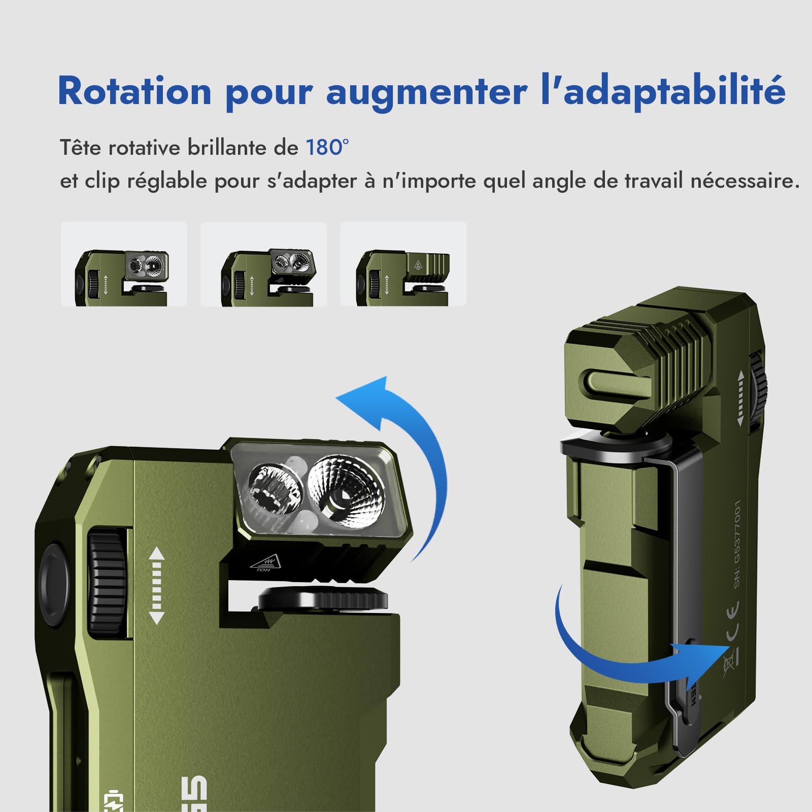 Lampe Torche EDC G5 400 Lumens – Rechargeable USB, 3 Modes, Mini Avec Aimant, étanche, Parfaite Pour Camping, Rando Ou Bricolage