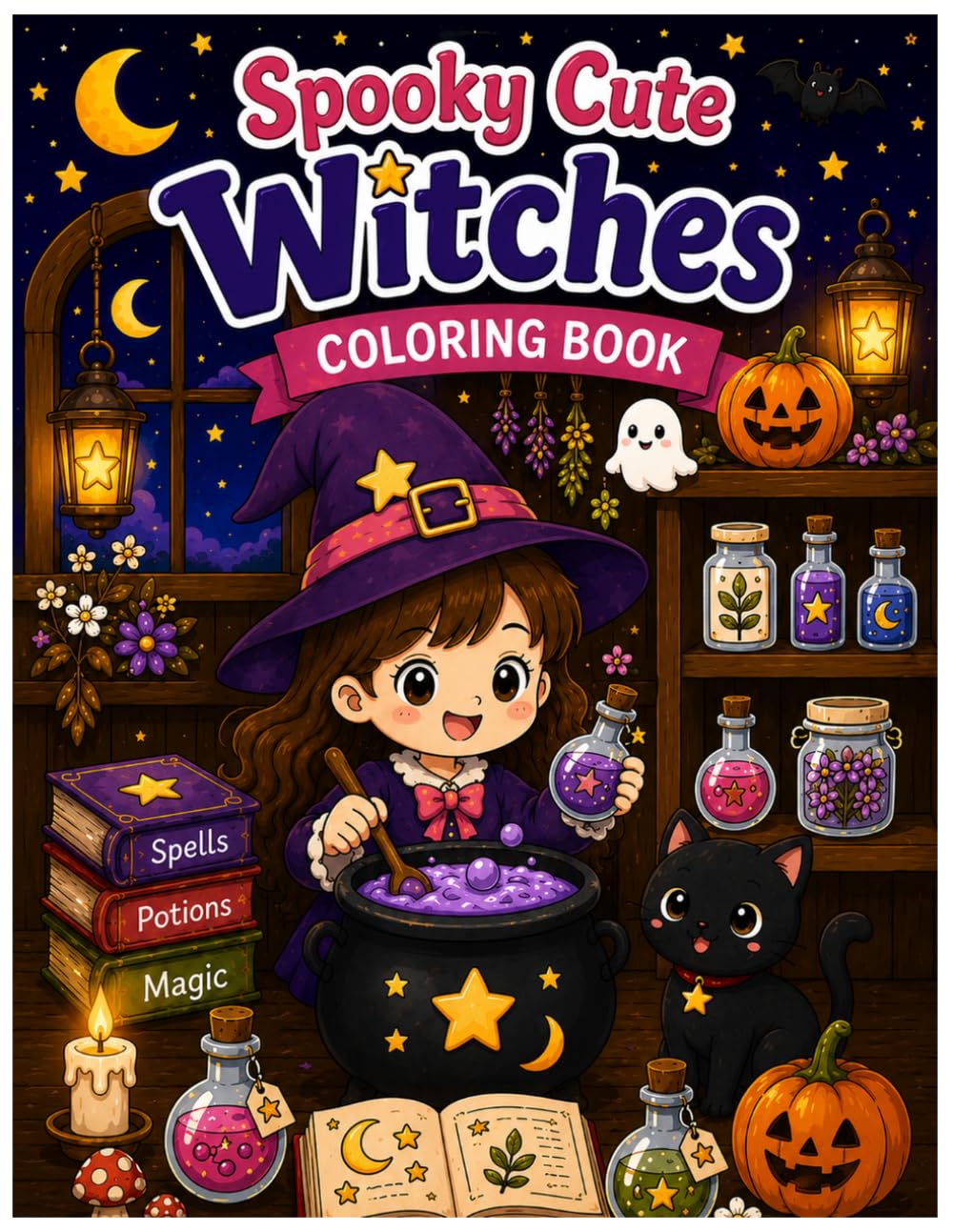 Cute Spooky Witch Coloring Book: Cozy Halloween Coloring Pages for Teens and Adults | Relaxing Magical Designs with Cute Witches, Pumpkins, Cats, and Enchanted Scenes (Luna's Magical Coloring Book)