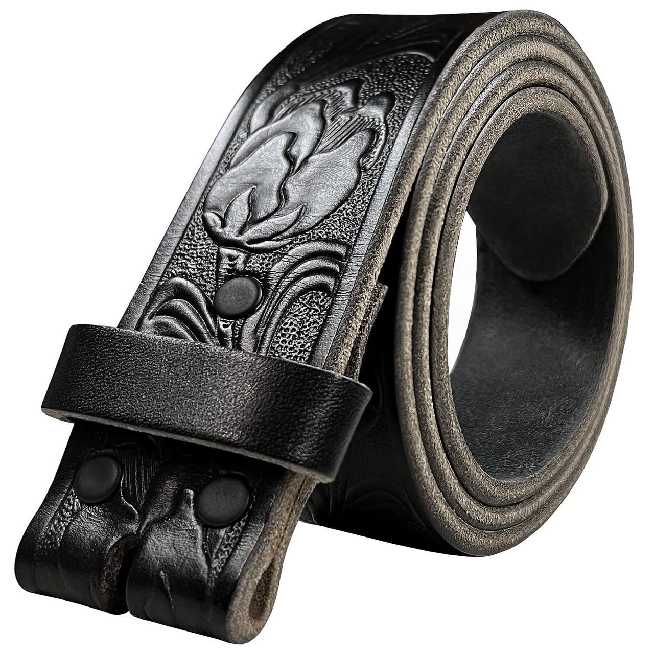 Genuine Full Grain One-Piece 100 Leather Plain Belt Strap with Snaps or Heavy-Duty Strap 1-1 2 38mm Wide