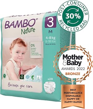 Bambo Nature Midi 4-8 kg, White, Size 3 (1 X Pack Of 28)