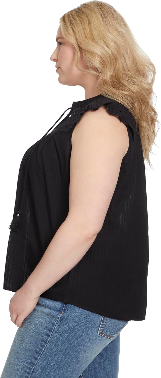 Jessica Simpson Womens Alisha Boho Ruffle Cap Sleeve Tie Front Pullover Top Plus Size - Image 2
