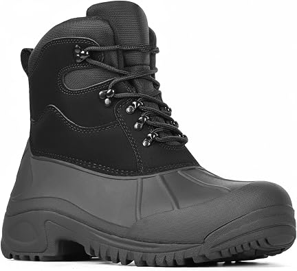 Furuian Winter Steel Toe Work Boots for Men Insulated Waterproof Work Boots for Men Steel Toe Shoes Mens Winter Snow Duck Booties