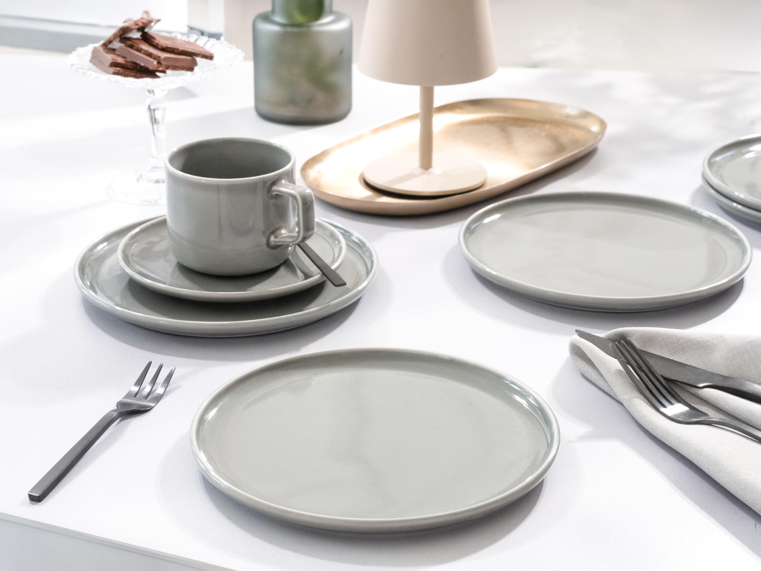 CreaTable, 16734, seria Chef Collection GRAU, zestaw naczyń, serwis do kawy 18-częściowy