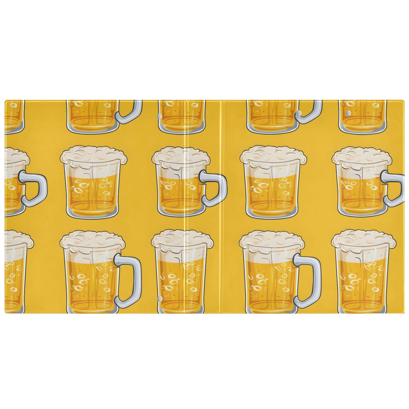 Raccoglitore a 3 anelli con stampa di birra in stile cartone animato, 3,8 cm, contiene 200 fogli con 3 tasche interne in PVC trasparente, per scuola e ufficio