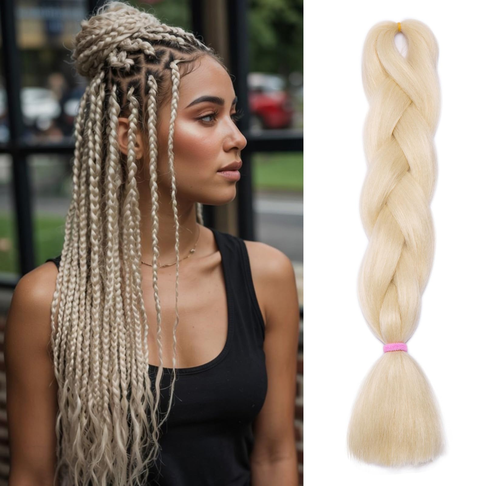TESS 24 Inch Braiding Hair Festival Accessories DIY Rainbow Twisted Hair Extensions Crochet Synthetic Wig for Women UK 1 Colour #10 Gold