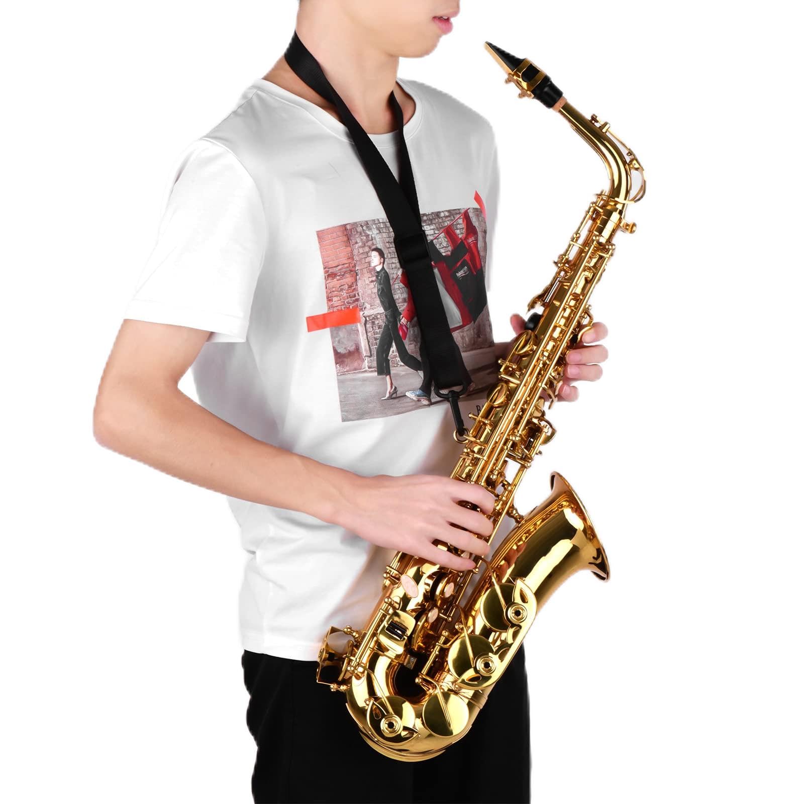 SAXOFÓN ALTO LATÓN LACADO INSTRUMENTO DE VIENTO FÁCIL DE TOCAR para ESTUDIANTES Y PRINCIPIANTES