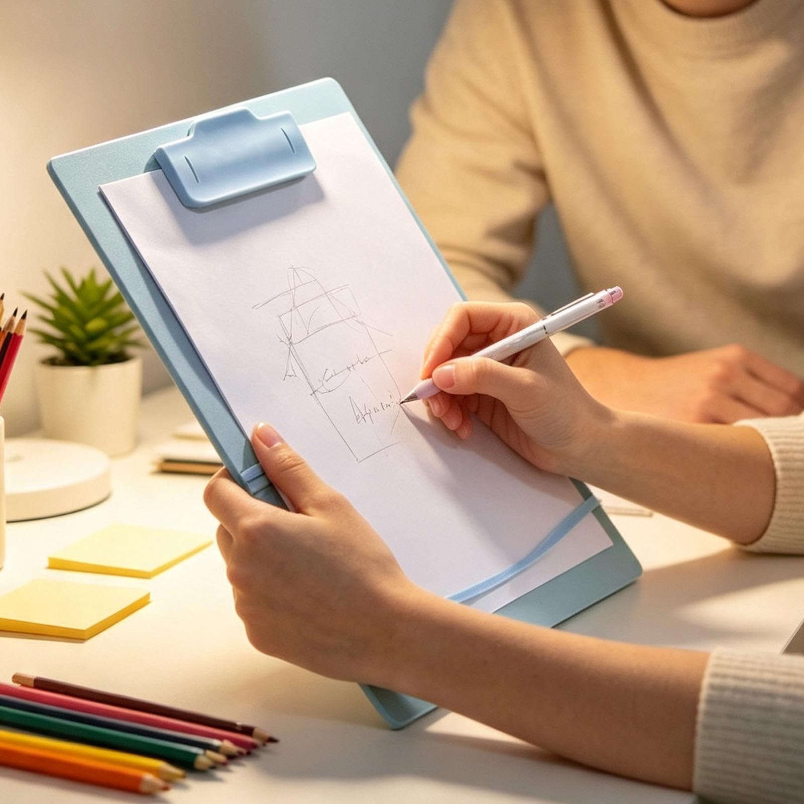 Porte-bloc pliable portable avec porte-stylo