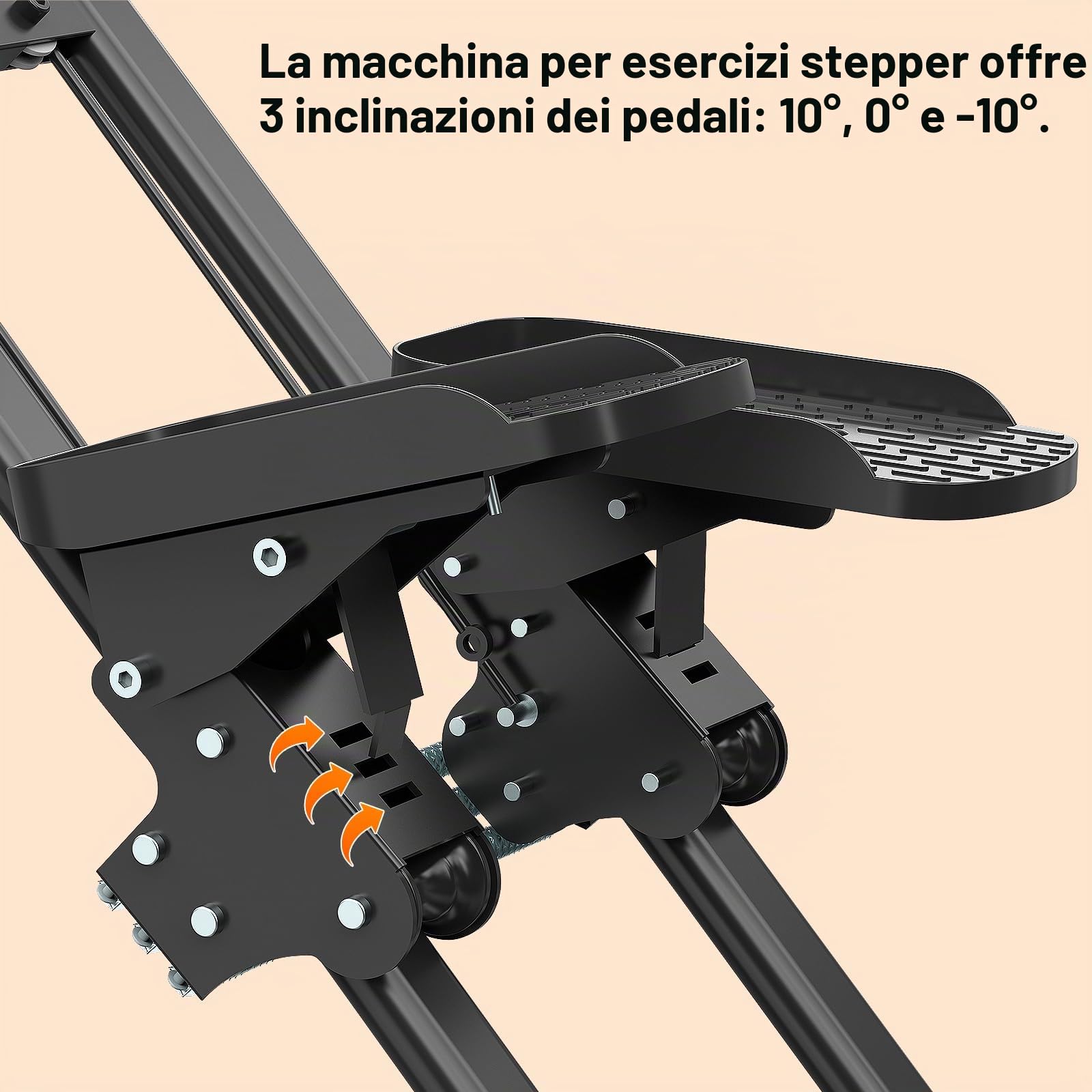 Scalatore pieghevole con funzione di resistenza, grande pedale, stepper per casa, con capacità di carico fino a 110 kg, manubrio regolabile e display LCD (Nero)