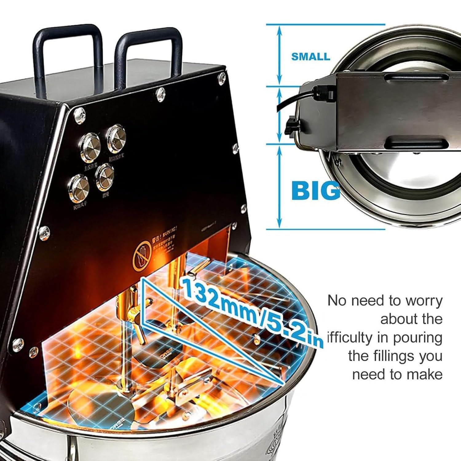 Agitador eléctrico de alimentos con doble paleta de agitación y ventilador de iluminación, mezcla uniforme de 360° para mermelada, salsa, ketchup, 10 L