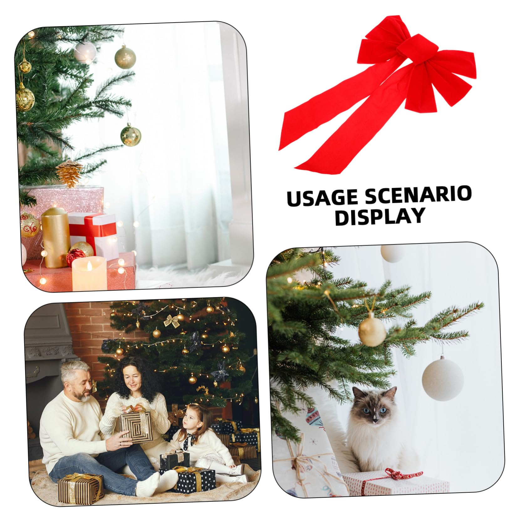 4 Piezas Lazos de Navidad de Decoración de Moños para Árbol Cortinas y Regalos Fiesta Navideña