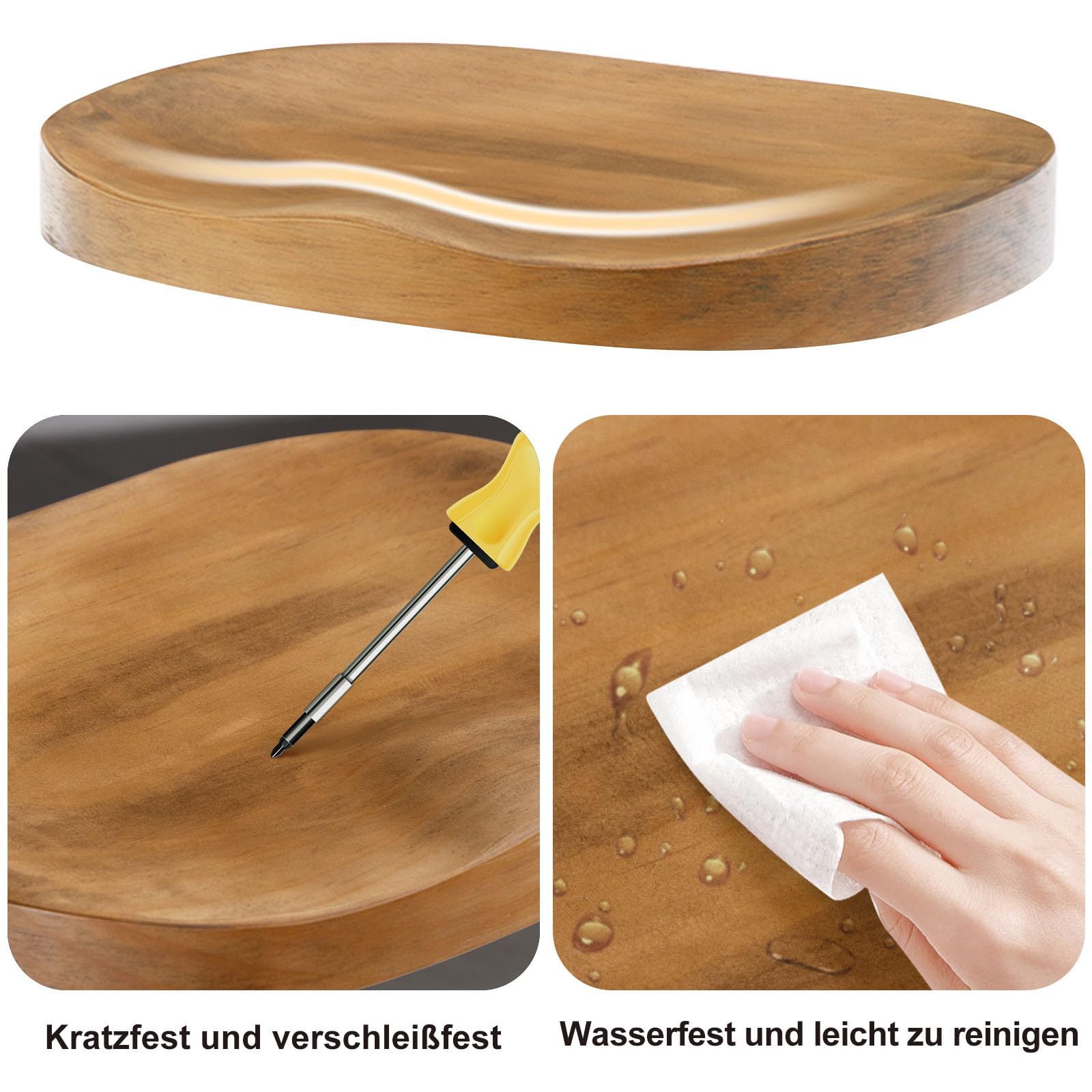 WOLTU Barhocker 2er Set, Hocker höhenverstellbar drehbar, mit Sattelsitz Fußstütze, Drehhocker aus Massivholz Metall, Küchenhocker Schminkhocker Arbeitshocker, dunkle Holzoptik, BH413dc-2