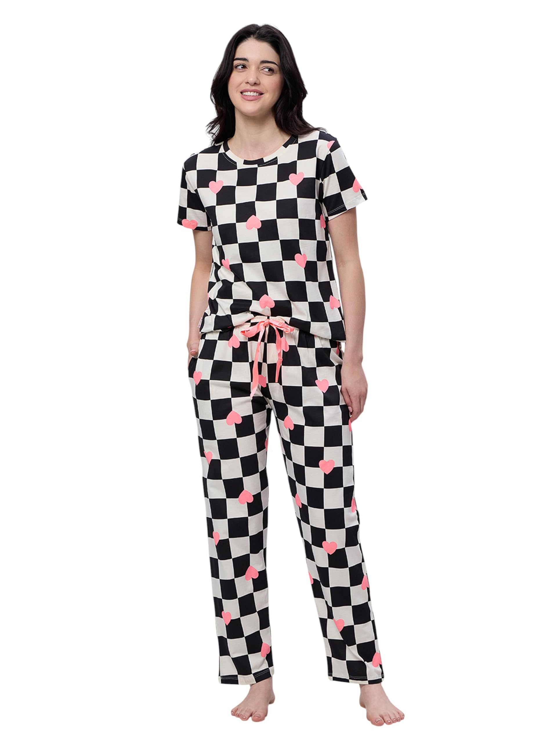 lotik Women's Cotton CHAX Print Top & Payjama half Sleeve Nightsuit Set-picture-10