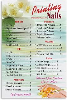 Nail Salon Price List Posters Hair Salon Nail (12) Canvas Painting Wall Art Poster for Bedroom Living Room Decor 08x12inch(20x30cm) Unframe-style