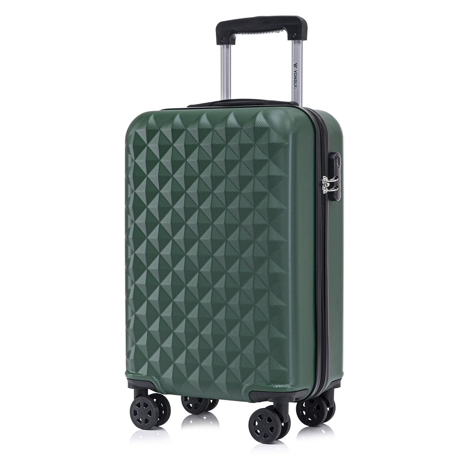 YONSLY Trolley Koffer Set, Reisekoffer, Rollkoffer Handgepäck, Kabinkoffer Suitcase, Gepäckset mit 360° Rollen, Hartschalenreisekoffer, Zahlenschloss, Gummigriff