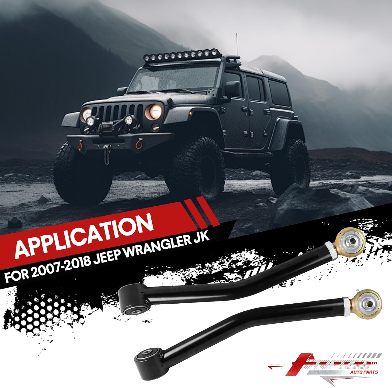 Suspension Front Lower Control Arms for 2007-2018 Jeep Wrangler JK/JKU 0-6" Lift Adjustable Control Arm Kit 2pcs