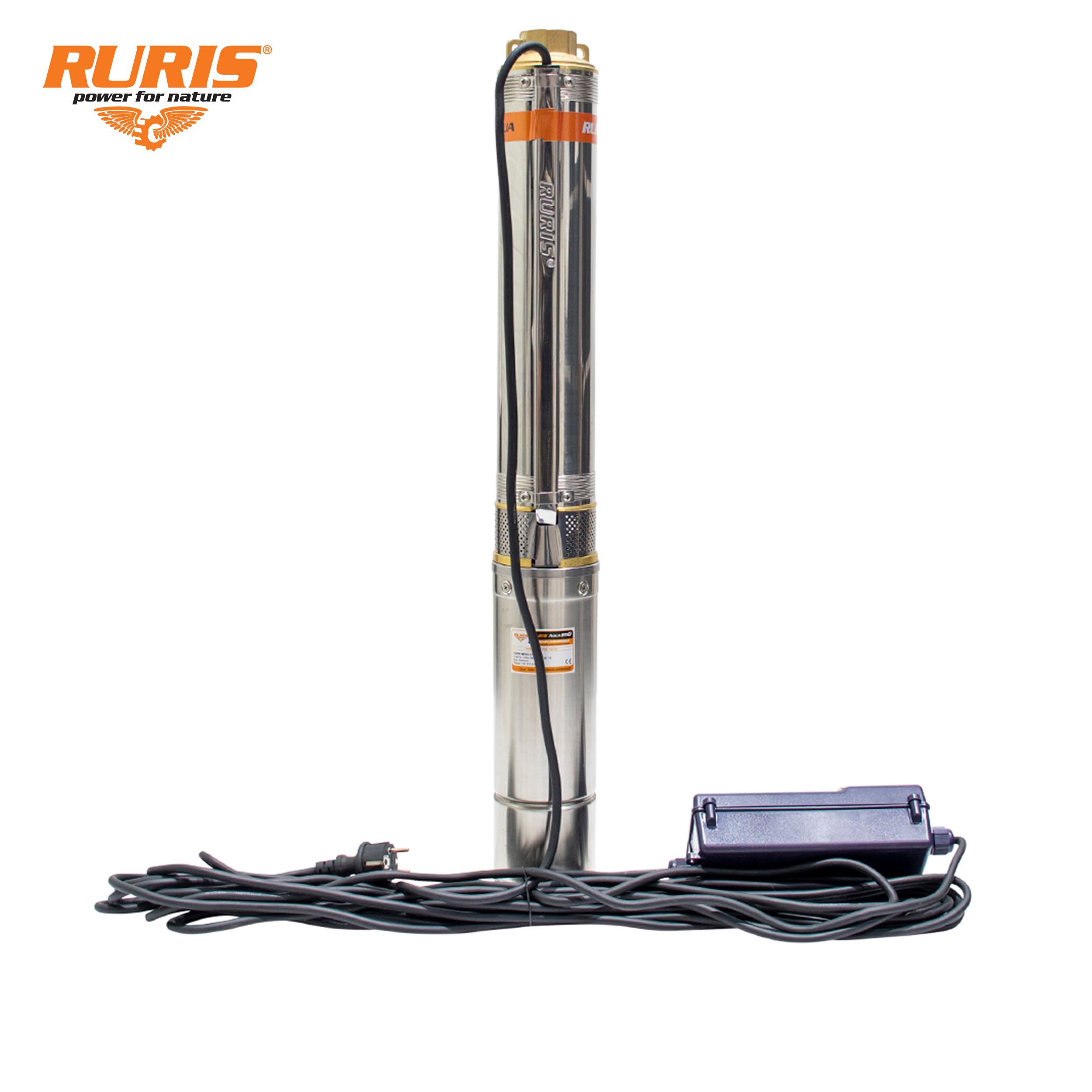 RURIS Bomba sumergible aqua 890 750 W, 1", 4000 l/h, max 79 m, cable 15 m con panel de control
