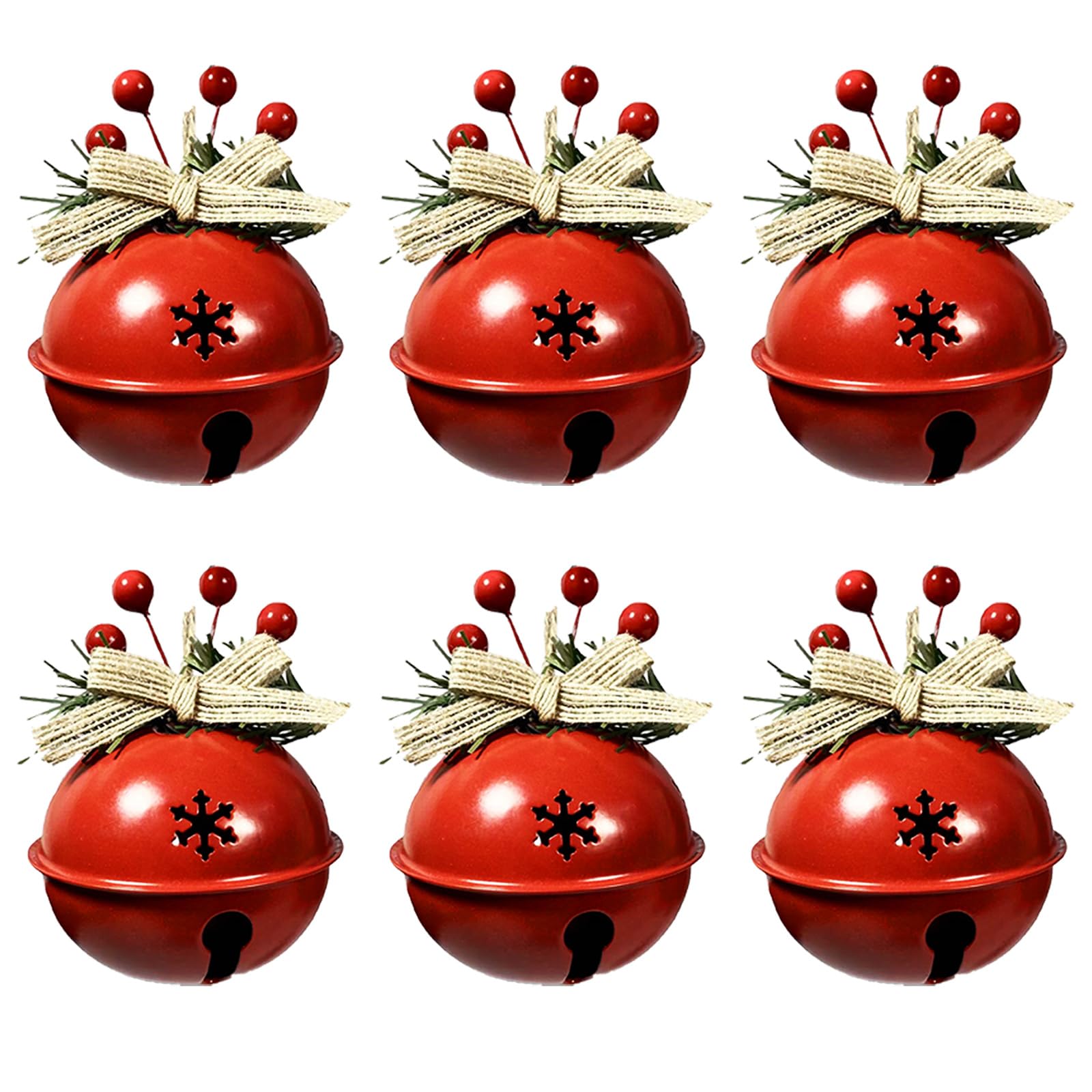 KEYDUACU 6 campane di Natale rosse da 8 cm, campanelle rosse, ciondoli decorativi per le vacanze per alberi di Natale e decorazioni per finestre