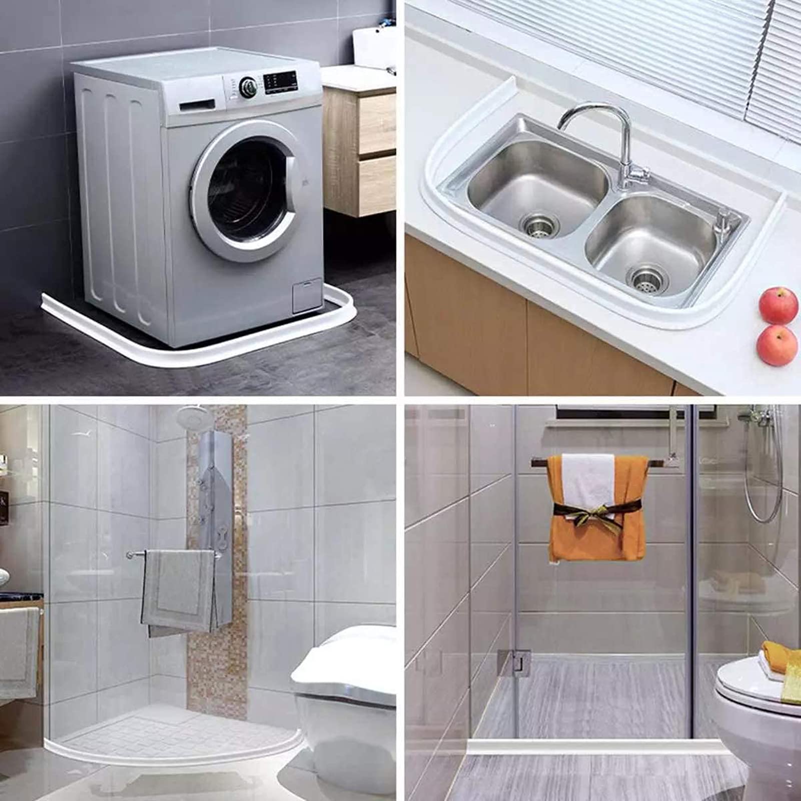 Tira Impermeable de Silicona Flexible,Autoadhesivo Tapón de Agua de Presa de Agua,Umbral de Ducha para Separación Húmeda y Seca para Cocina y Baño,Transparente,150cm/59in