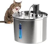 Bebedouro Fonte Água 3L Filtro Silenciosa Inox Para Gatos Cães Filtragem Automática, Fonte de água para Gatos-Janela de nível de água,Bivolt
