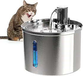 Bebedouro Fonte Água 3L Filtro Silenciosa Inox Para Gatos Cães Filtragem Automática, Fonte de água para Gatos-Janela de nível de água,Bivolt