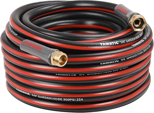 YAMATIC Manguera de jardín de servicio mediano de 50 pies, manguera de agua para todo tipo de clima, manguera exterior de 58 pulgadas con conector