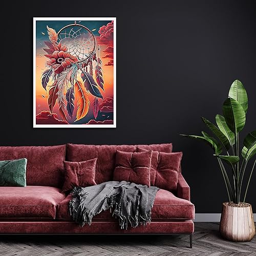 Miniatura 7 de Stalente Kits de pintura de diamantes para adultos, atrapasueños, kit de arte de diamantes redondo de taladro completo, pintura 5D con diamantes,