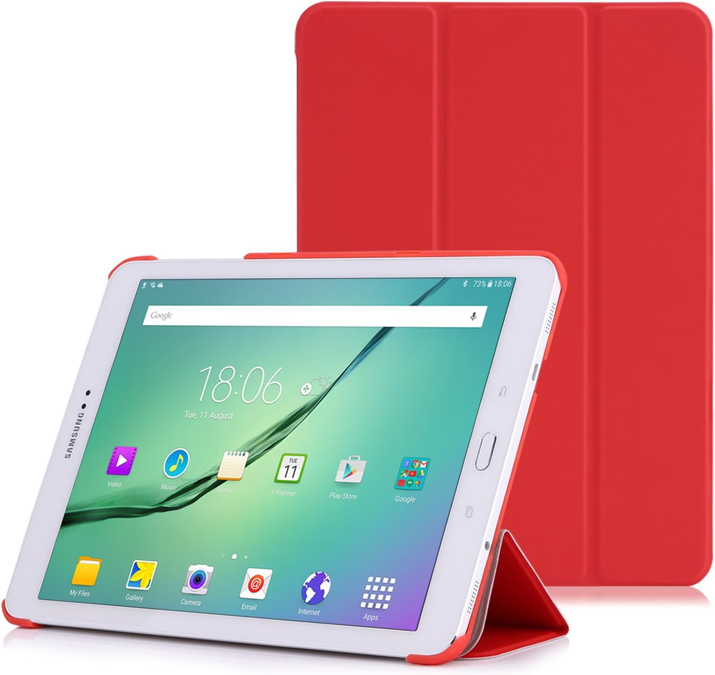 MoKo Tab S2 9.7 Case, Slim Lightweight Smart Stand Cover Case with Auto Wake/Sleep for Samsung Galaxy Tab S2 9.7/S2 Plus 9.7 LTE Android 6.0/7.0 2017 Version, RED