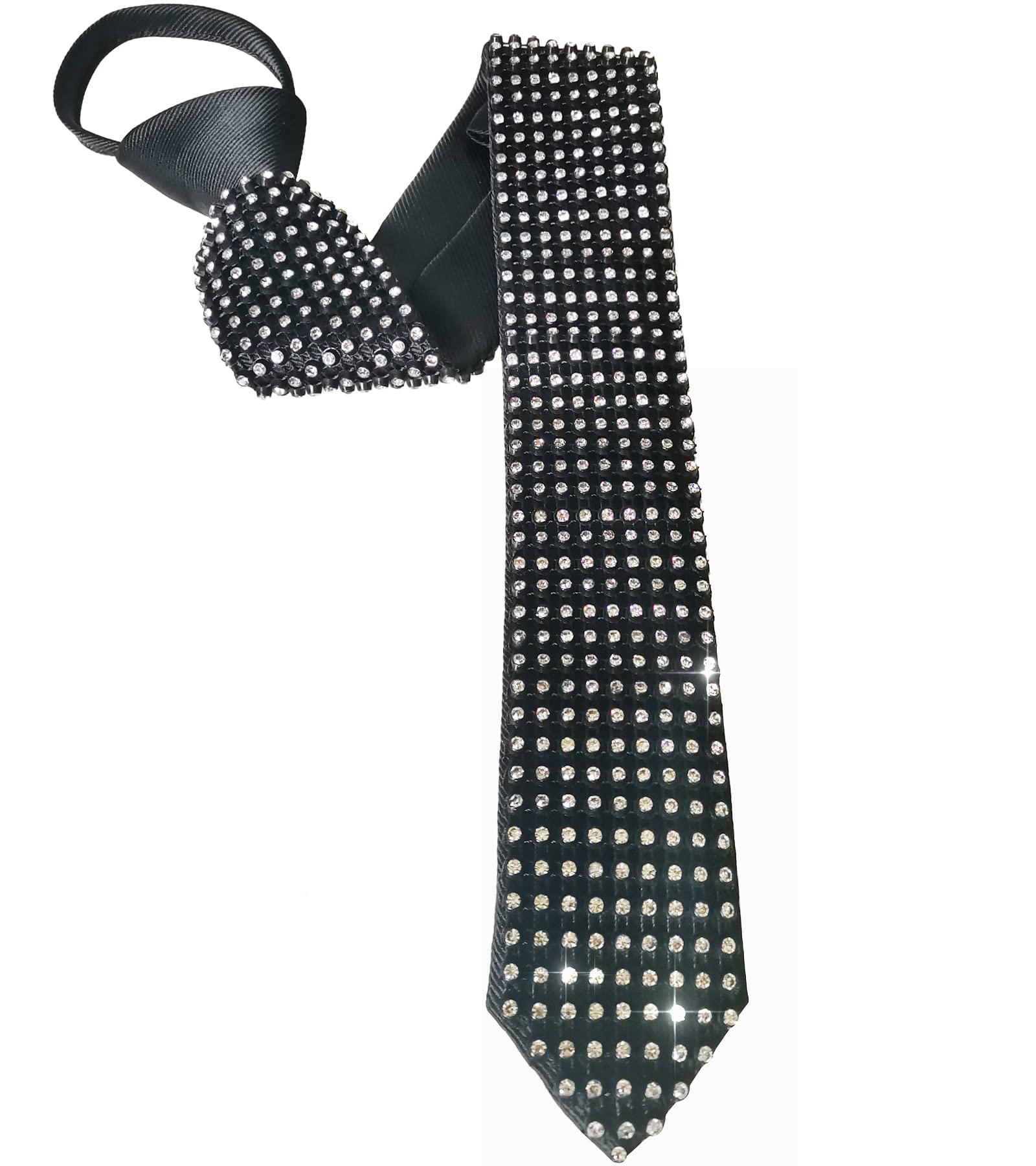 BOMJJOR Rhinestone Necktie for Men Shine Sparkle Artificial