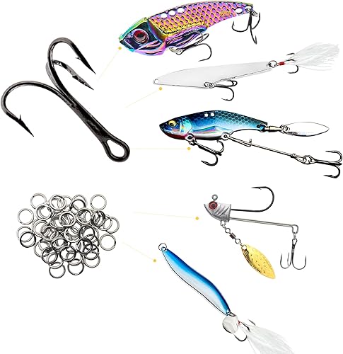 Miniatura 6 de Fishing Hooks Weighted Hooks Fishing Jigs Lure Fishing Treble Hooks Octopus Lures Squid Skirt Bait Fishing Spinner Blades Trout Bass for Freshwater