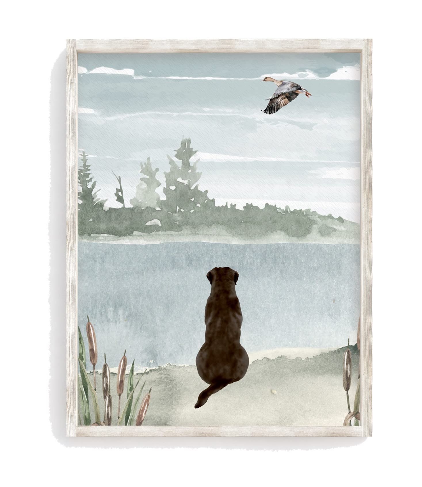 Watercolor Duck Hunting Chocolate Lab Nursery Mallard Duck Unframed Print Rustic Outdoor Hunter Themed Decor