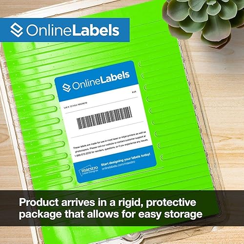 Miniatura 5 de Papel adhesivo verde fluorescente, 100 hojas, etiqueta de hoja completa de 8.5 x 11, impresora de inyección de tinta o láser, Online Labels