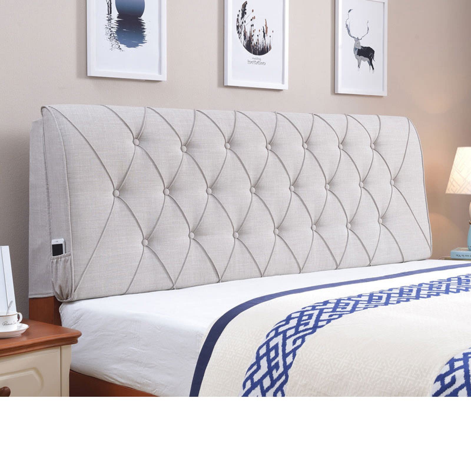 Cabecero Cama Funda Cojín para Respaldo De Cama, Cabeceros Cubierta, Tela De Lino De Algodón Espesar Cabecero De Cama Funda Protectora A Prueba De Polvo Decorativa,Grey1-180x60cm