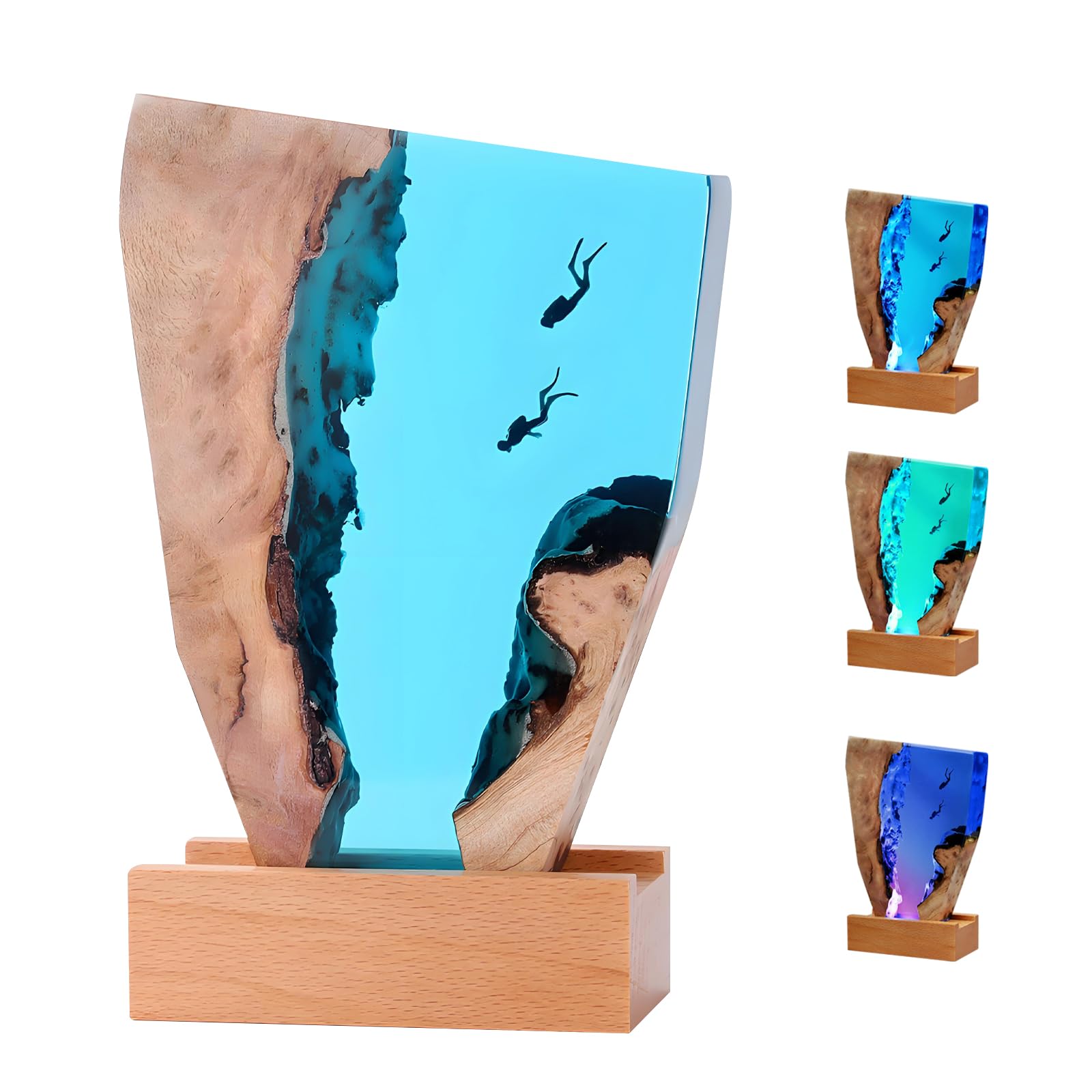 Ysislybin Epoxy Resin Ocean Lamp, LED Night Light Divers Table Lamp for Home Decoration Diving Underwater Adventure Souvenir