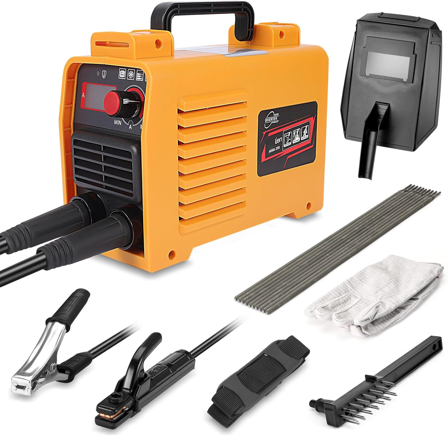 Welding Machine, 110V 250Amp ARC Welder Machine IGBT Inverter Digital Display LCD Mini MMA Welder Beginner Welder Fits 2.5mm Welding Rods