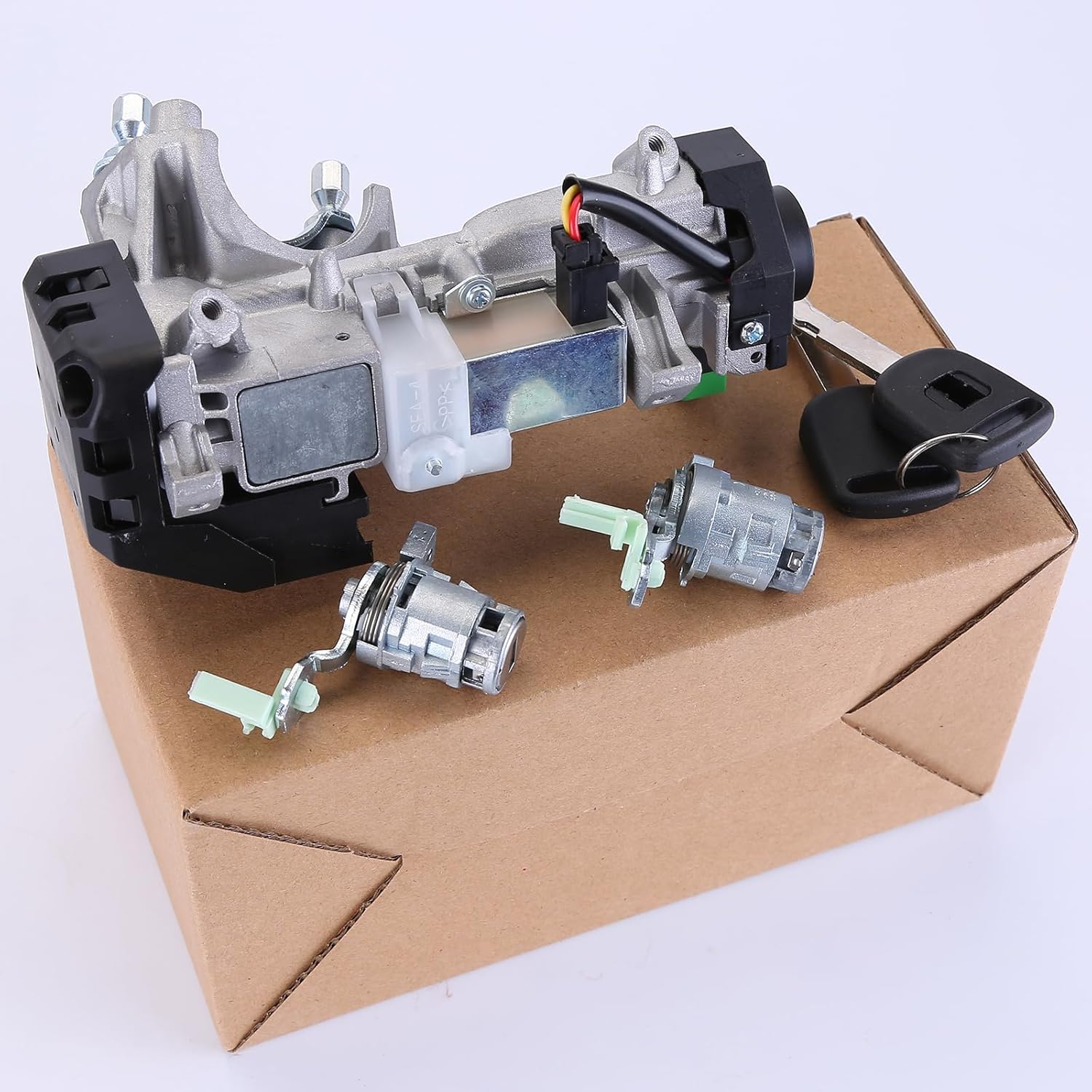 Ignition Switch Cylinder Door Lock with 2 Keys Complete Set Fit for Honda CR-V CRV 2.4L Auto Trans 2002-2006 72185-S9A-013 Car Front Left Right Door Lock Cylinder Set Lock Cylinder 35100-SDA-A71