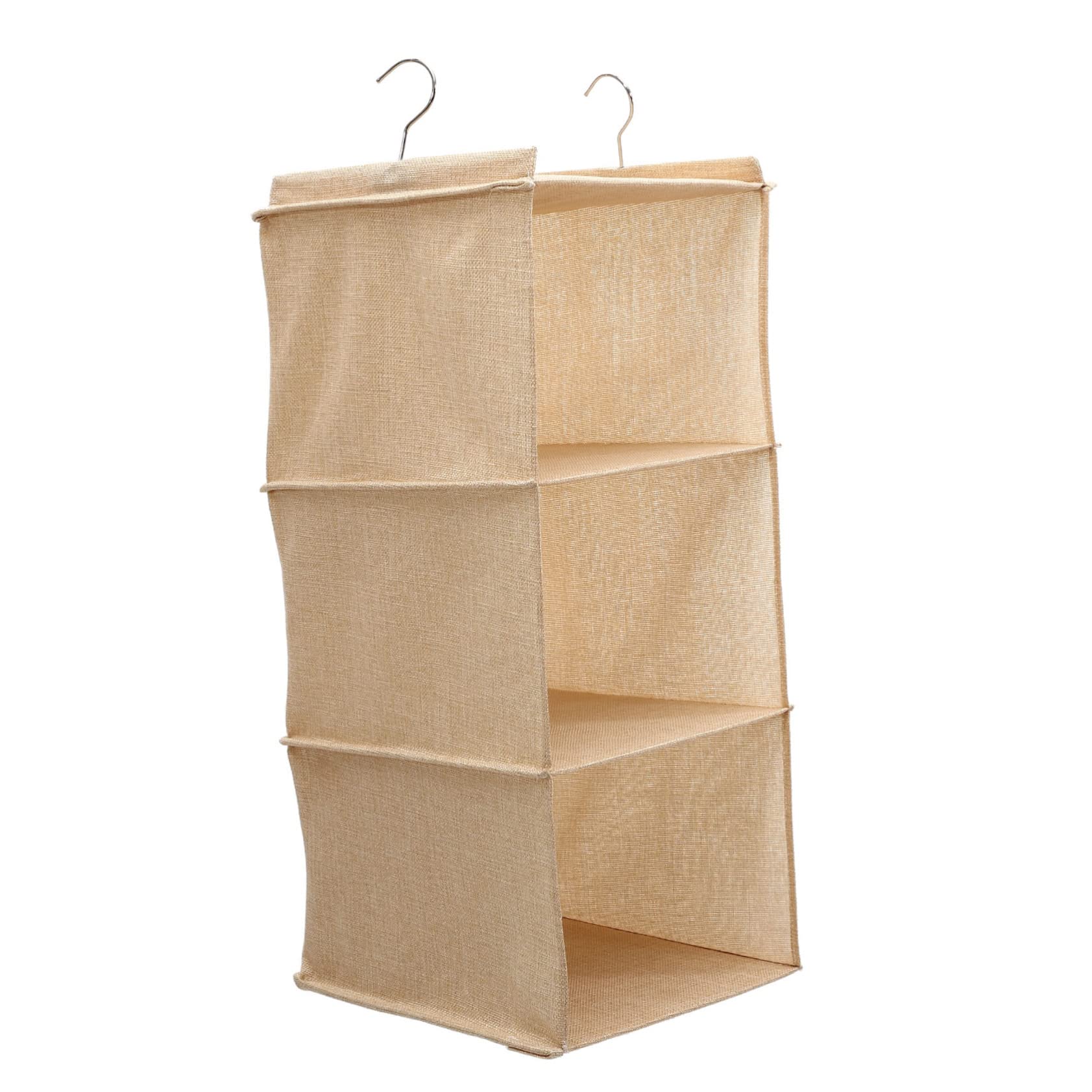 Beige Hängender Kleiderschrank Organizer, mit 3 Ablagen